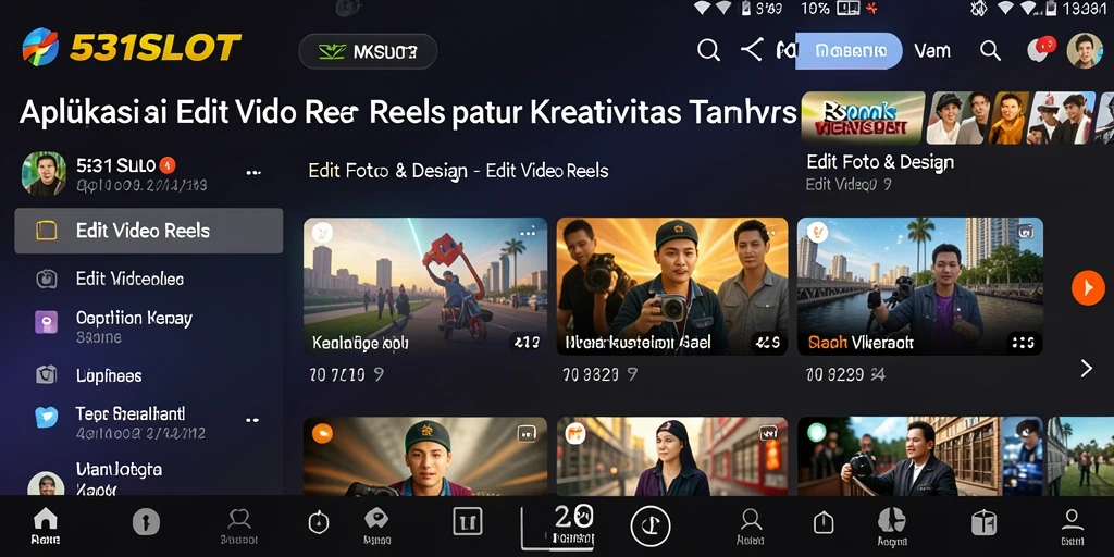 Antarmuka aplikasi 531SLOT untuk editing video reels yang menarik.