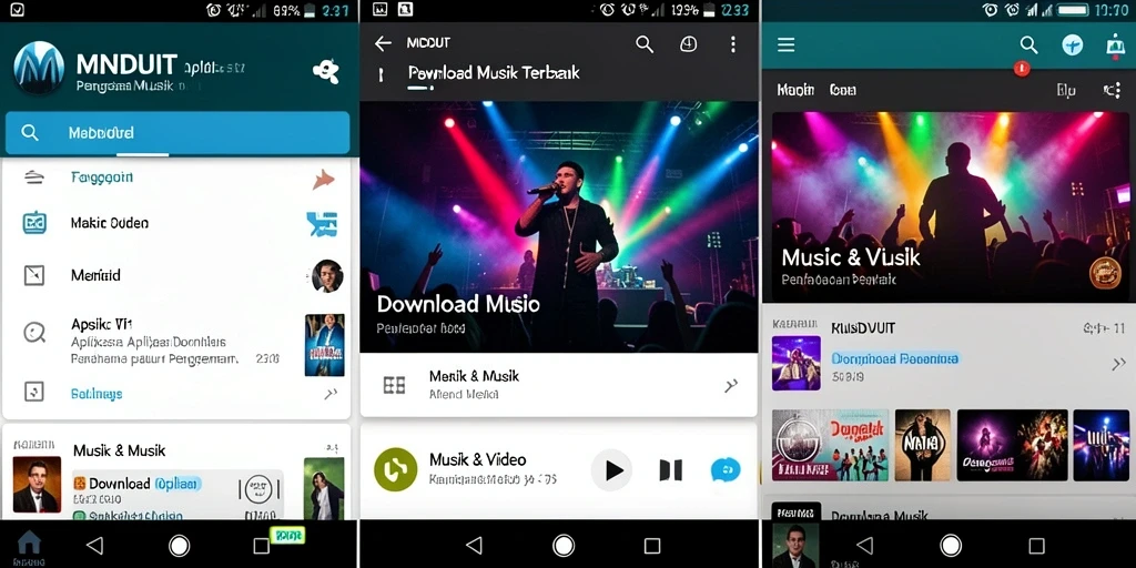 Antarmuka MNDUIT yang menampilkan berbagai fitur Download Musik.
