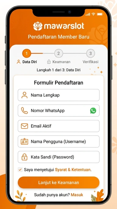 Tampilan halaman daftar mawarslot